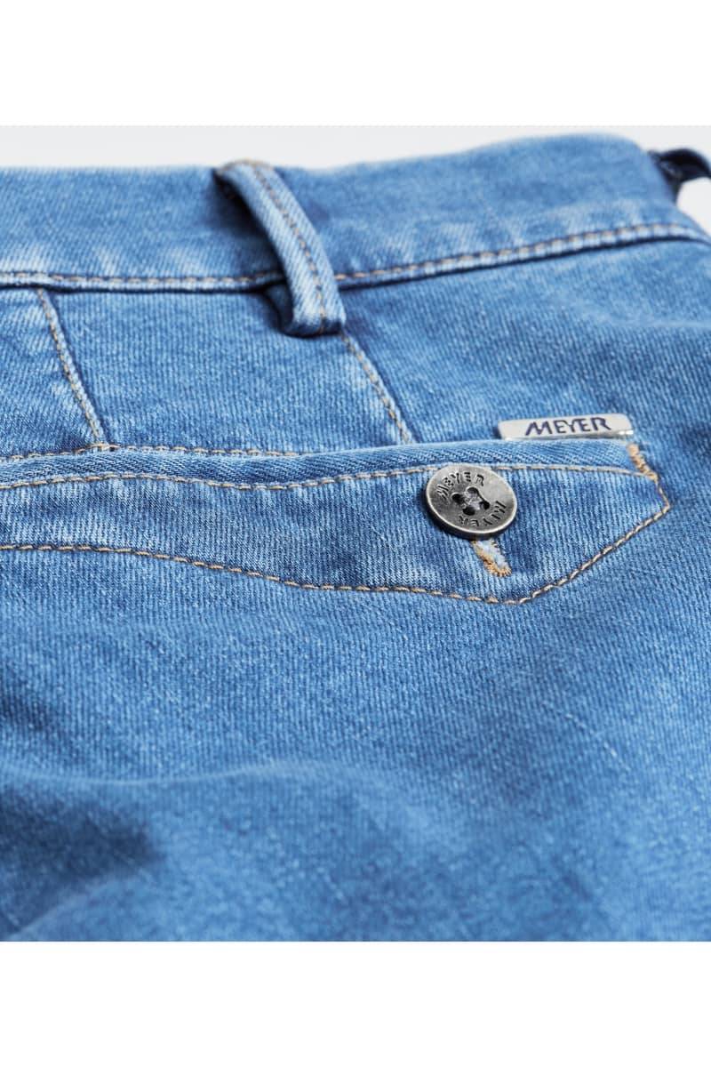 Meyer Cinque tasche in denim flex meyer blu medio stone modern fit Affare Del Giorno