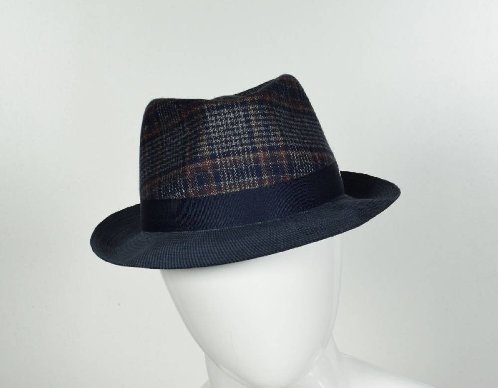 Panizza Cappello trilby panizza blu a quadri Offerta