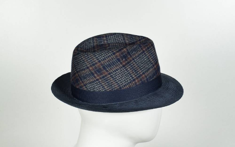 Panizza Cappello trilby panizza blu a quadri Offerta