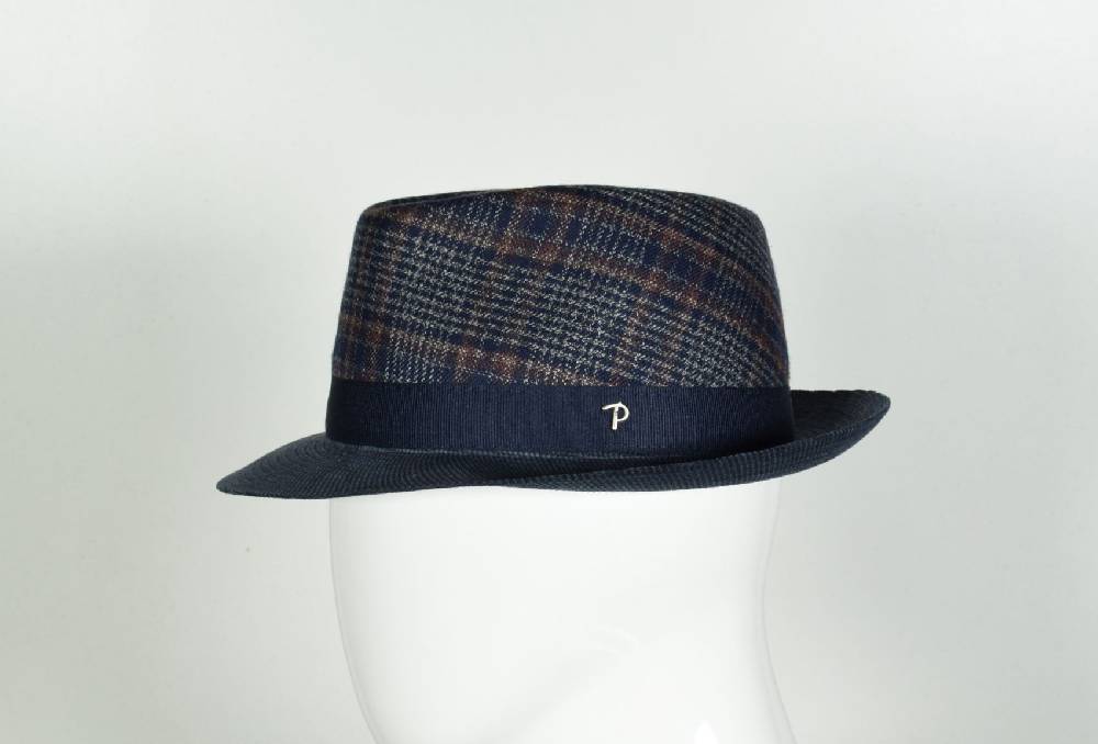 Panizza Cappello trilby panizza blu a quadri Offerta