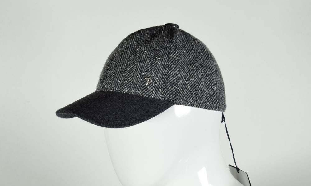 Panizza Berretto baseball panizza grigio spigato in misto lana Outlet