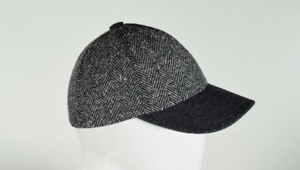 Panizza Berretto baseball panizza grigio spigato in misto lana Outlet