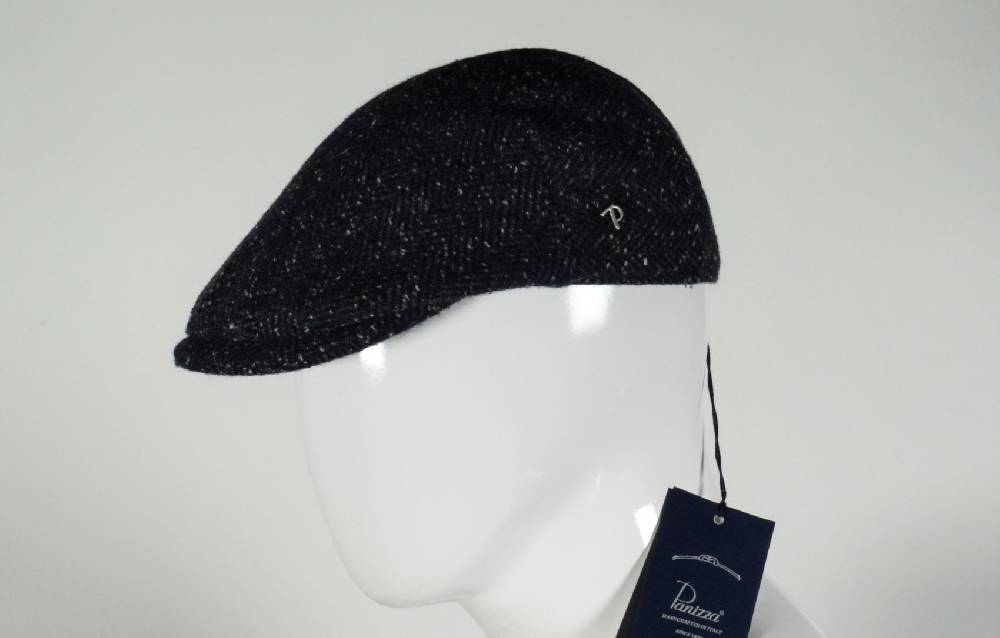 Panizza Berretto panizza blu spigato a tweed misto lana Offerte