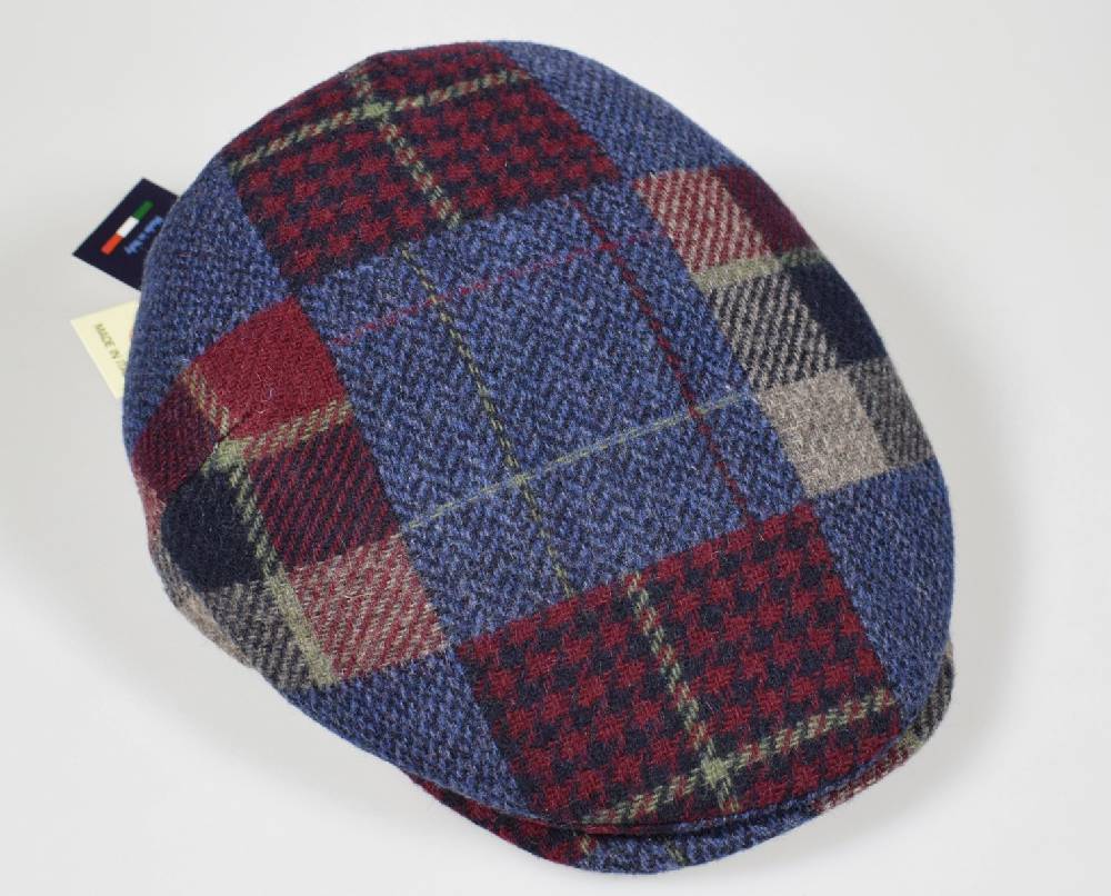 Imor di Banfi Cappello berretto imor blu a quadri in pura lana merino made in italy 2025
