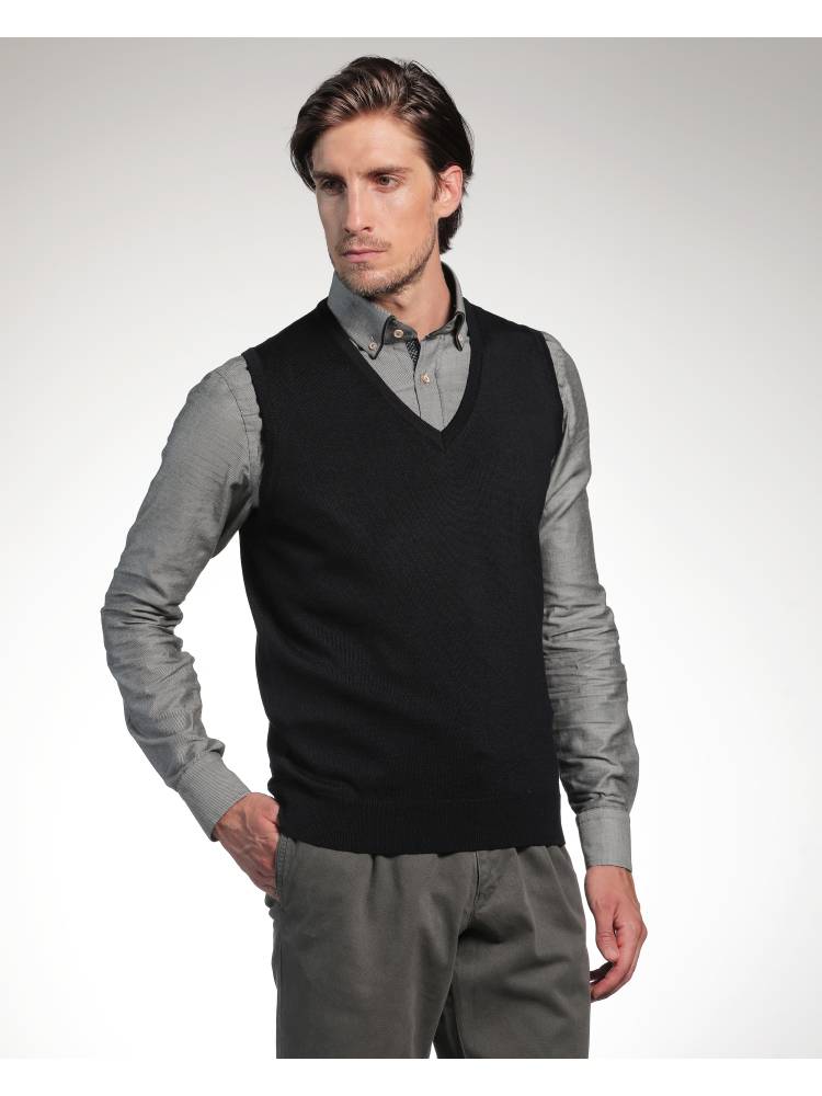 Montechiaro Gilet scollo a v montechiaro in misto lana pettinata modern fit 2025