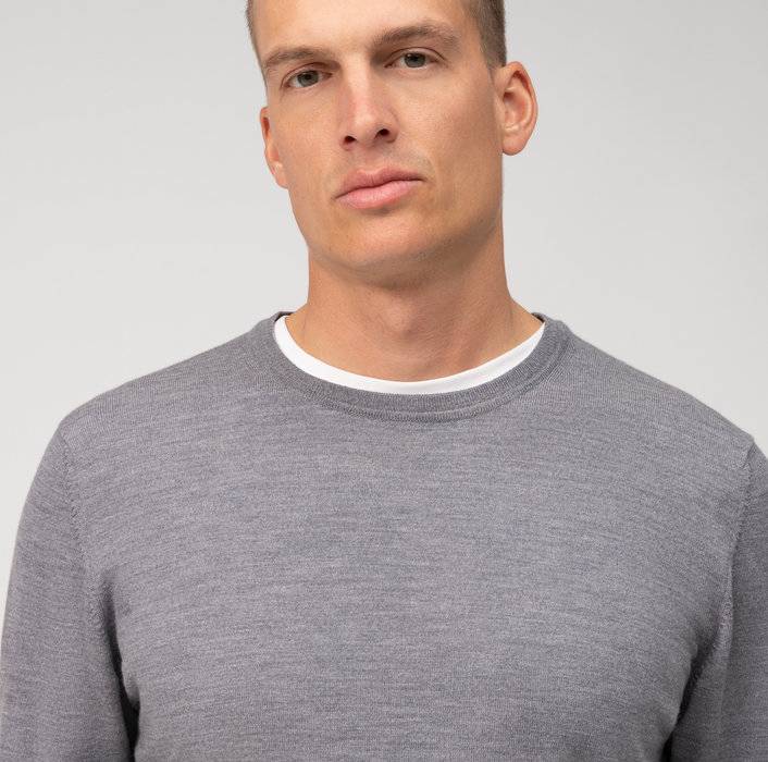 Olymp Girocollo olymp grigio medio lana merinos regular fit Fino Al -60%