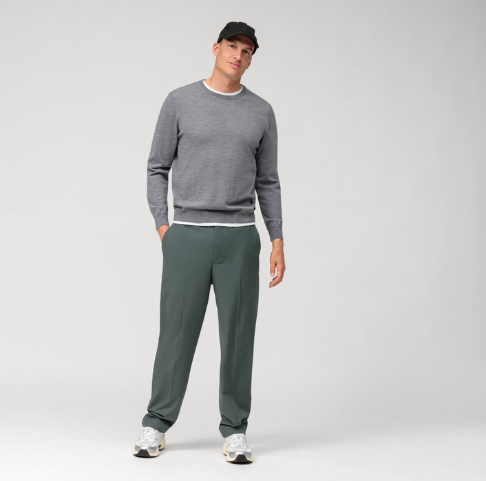 Olymp Girocollo olymp grigio medio lana merinos regular fit Fino Al -60%