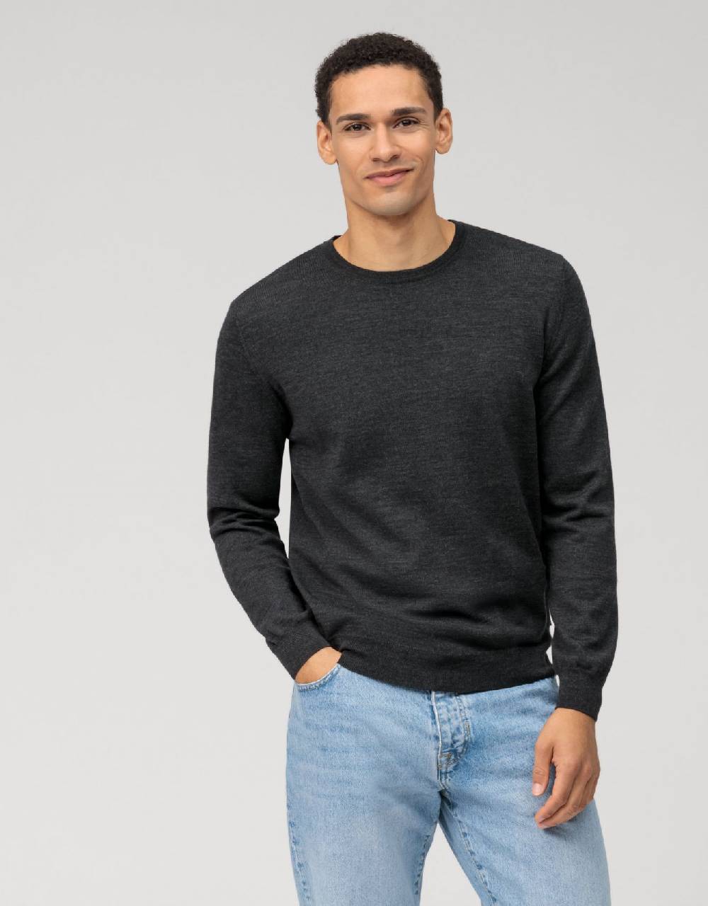 Olymp Girocollo olymp grigio antracite lana merinos regular fit Shopping Online