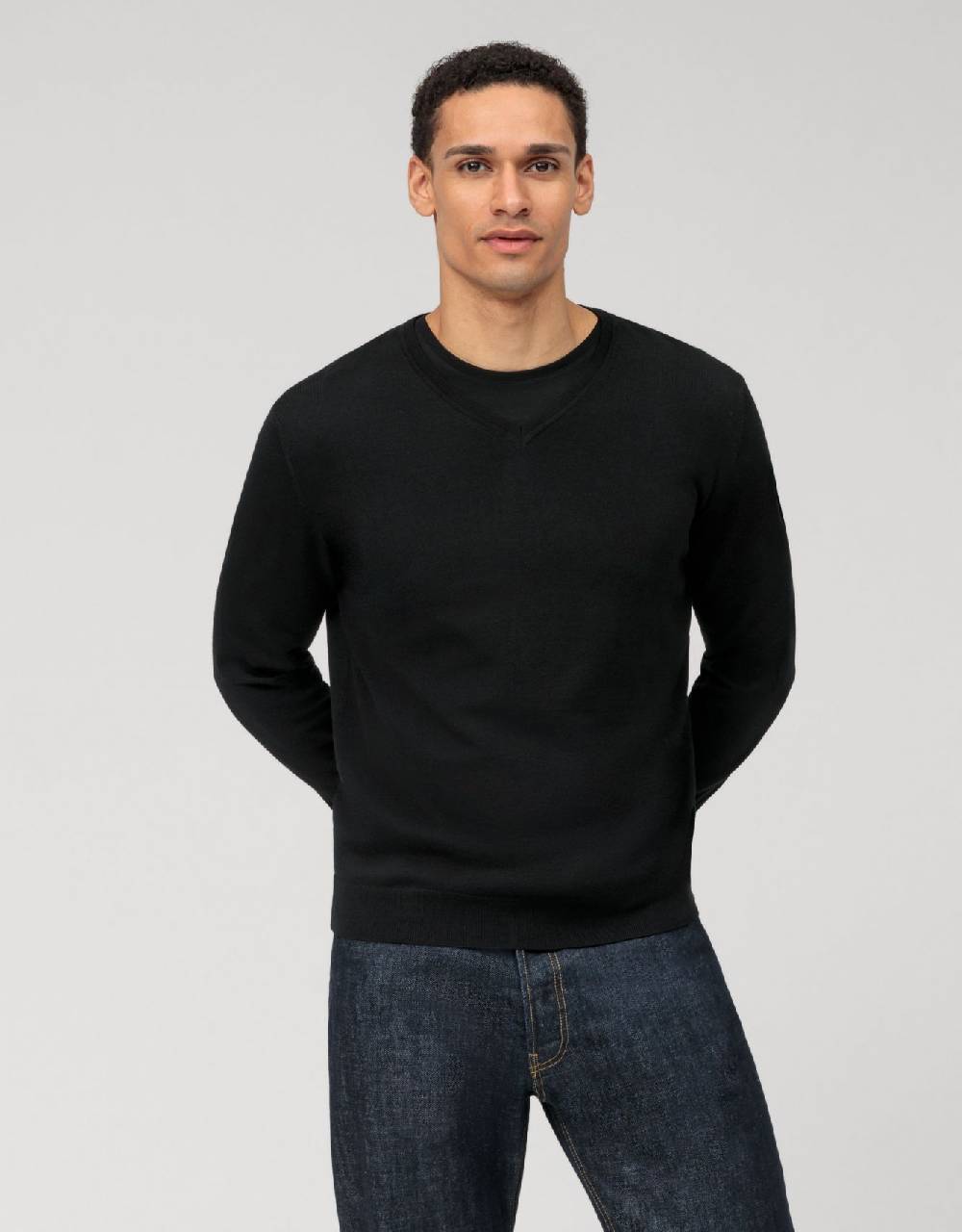 Olymp Pullover scollo a v nero olymp regular fit Sottocosto
