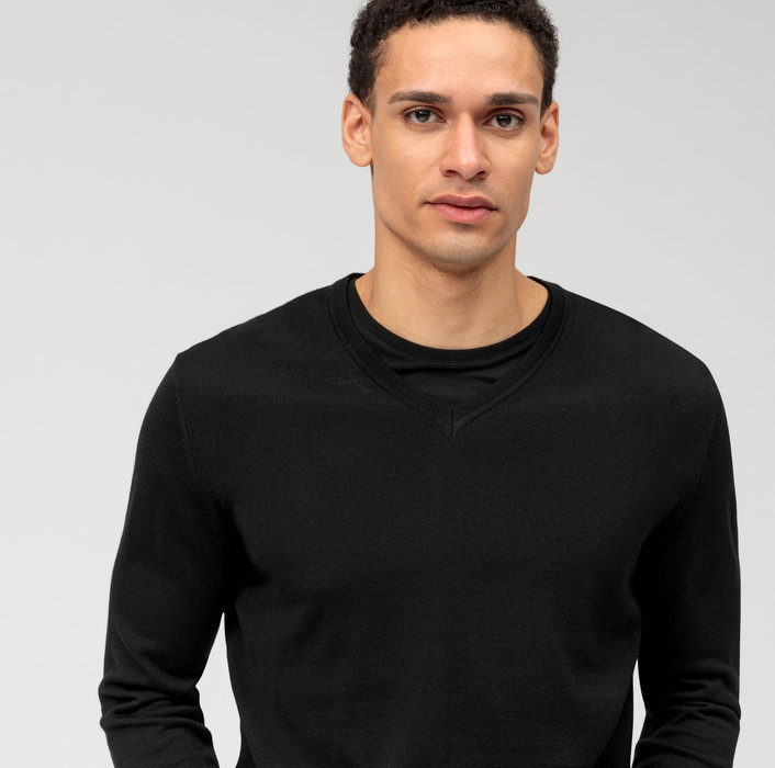 Olymp Pullover scollo a v nero olymp regular fit Sottocosto