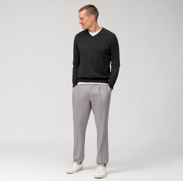 Olymp Pullover scollo a v grigio antracite olymp regular fit Convenienza