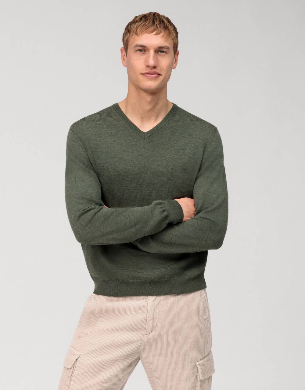 Olymp Pullover scollo a v verde olymp regular fit Novità