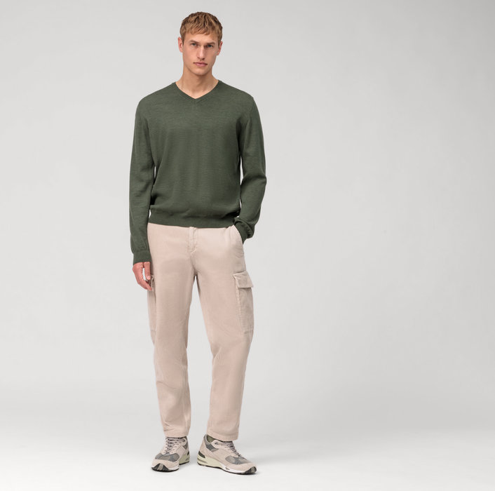 Olymp Pullover scollo a v verde olymp regular fit Novità
