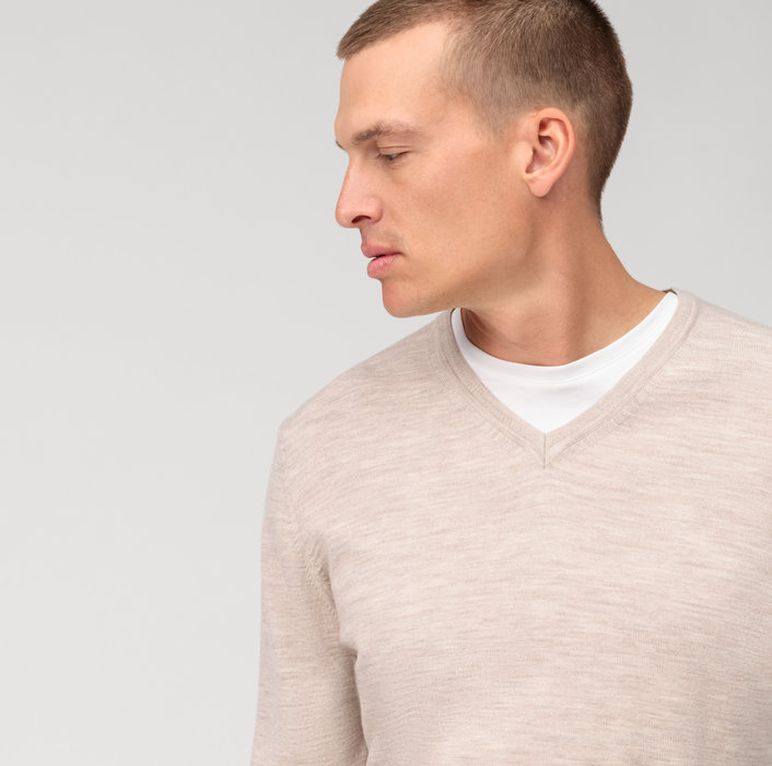 Olymp Pullover scollo a v beige olymp regular fit Presa