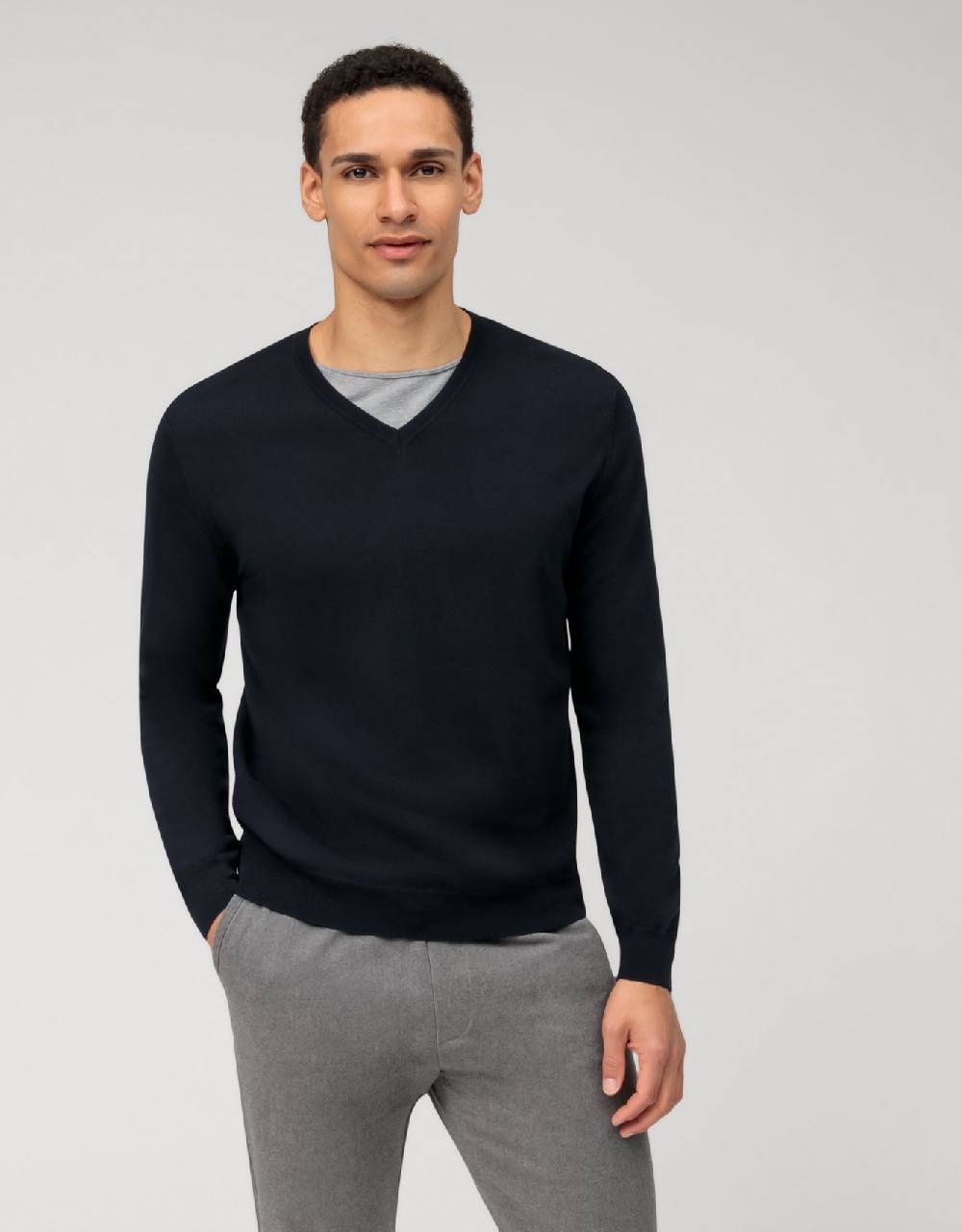 Olymp Pullover scollo a v blu olymp regular fit Sconto