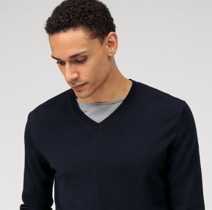 Olymp Pullover scollo a v blu olymp regular fit Sconto