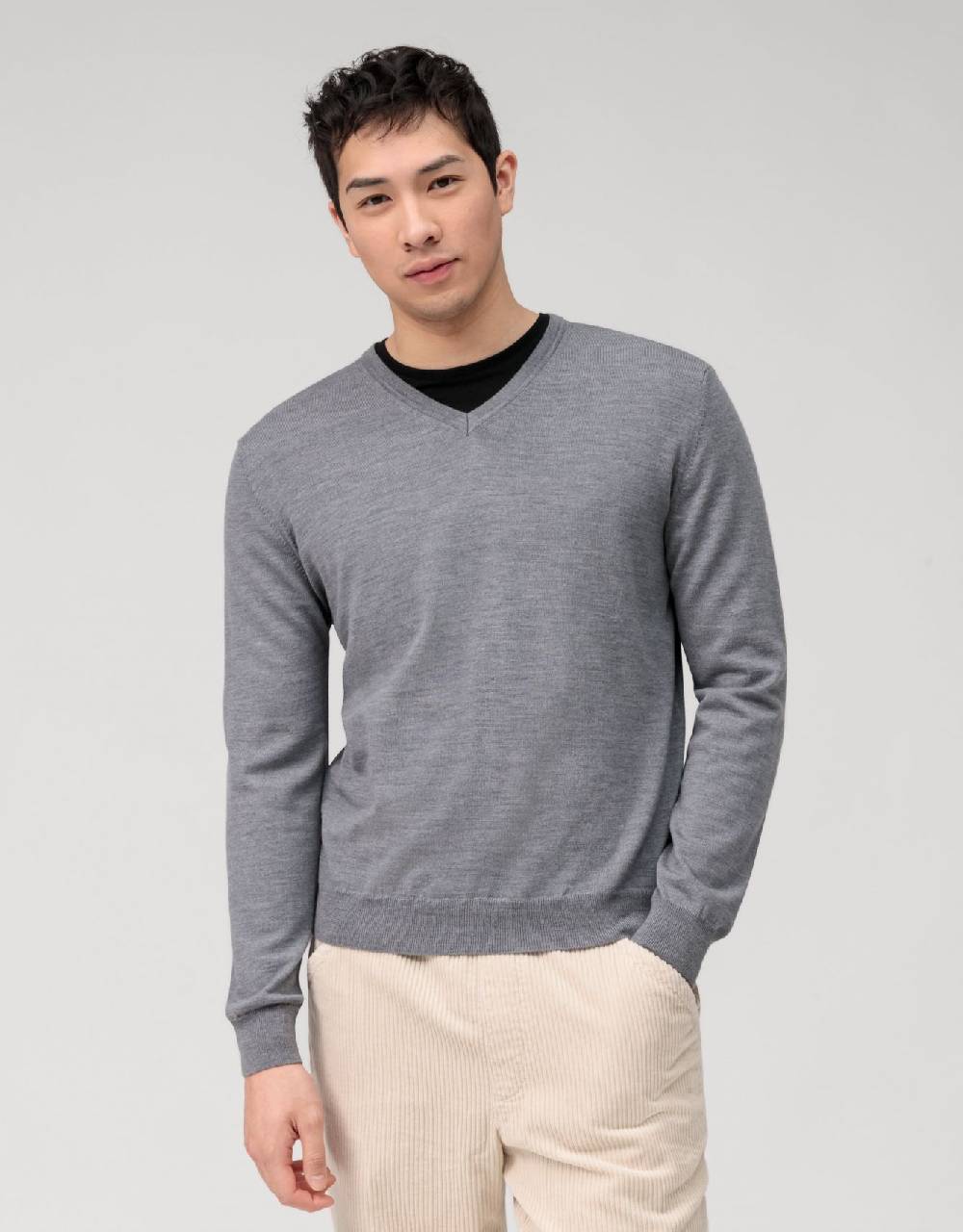 Olymp Pullover scollo a v grigio medio olymp regular fit Offerta