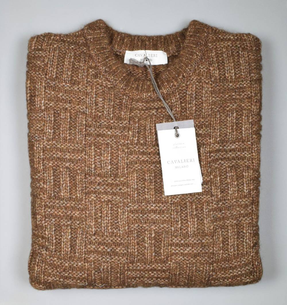 Cavalieri Milano Maglione girocollo cavalieri lana alpaca a coste trasversali Saldi