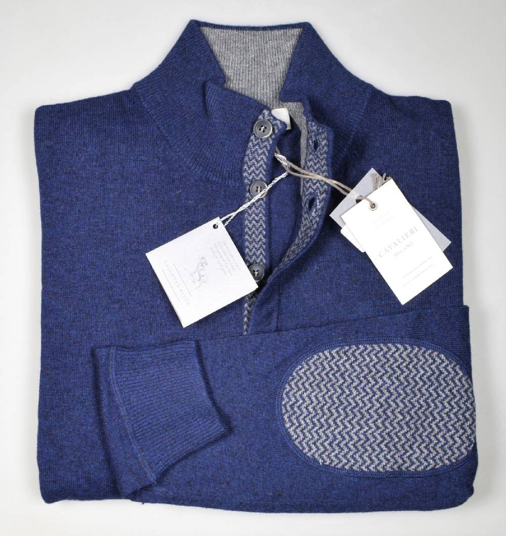 Cavalieri Milano Cardigan giacca blu con bottoni lana cashmere Vendita Calda