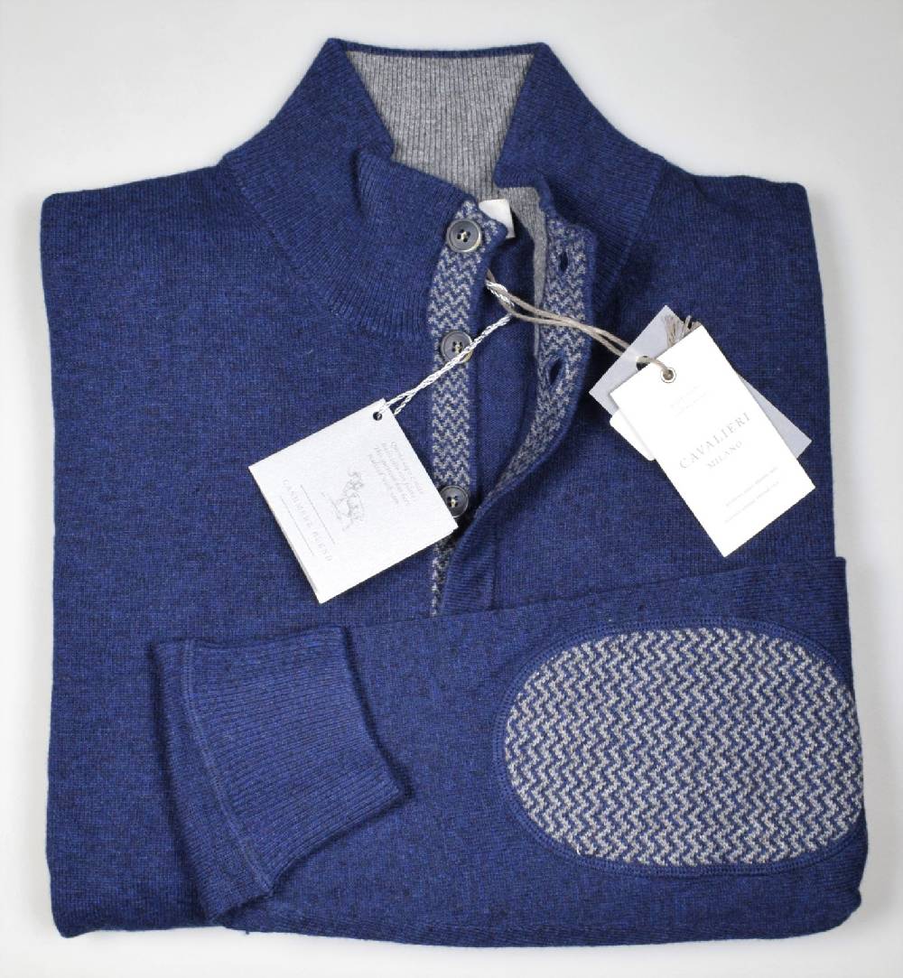 Cavalieri Milano Cardigan giacca blu con bottoni lana cashmere Vendita Calda