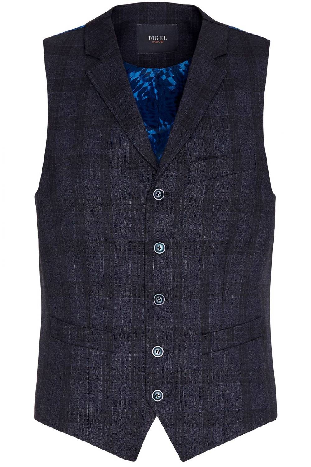 Digel Gilet panciotto moda digel blu a quadri fantasia principe di galles Italy