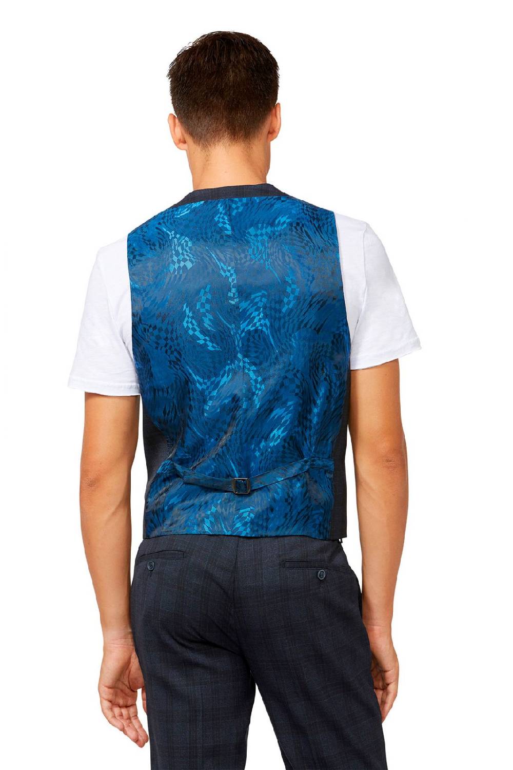 Digel Gilet panciotto moda digel blu a quadri fantasia principe di galles Italy