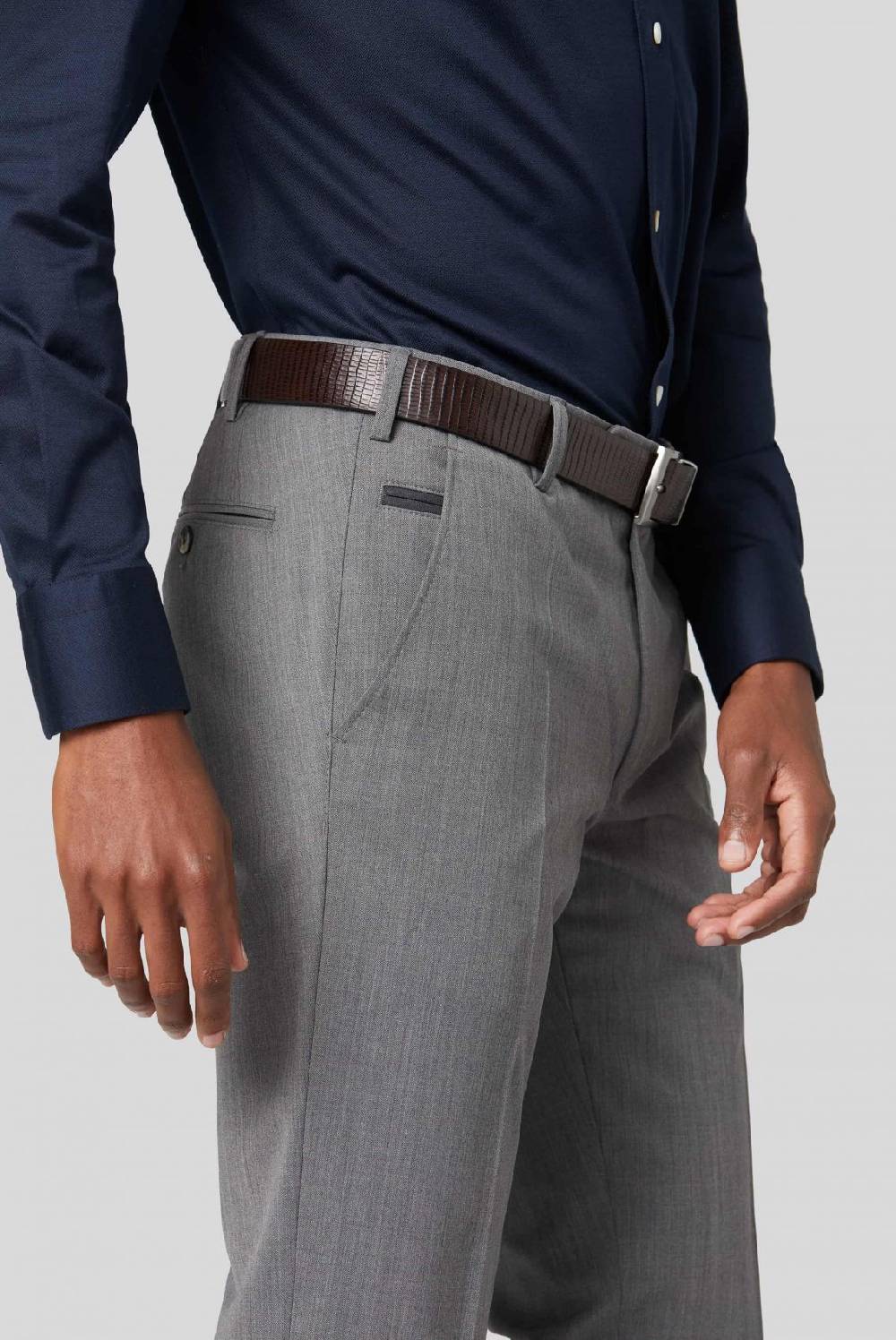 Meyer Pantalone grigio chiaro meyer travel twill modern fit Affare Del Giorno