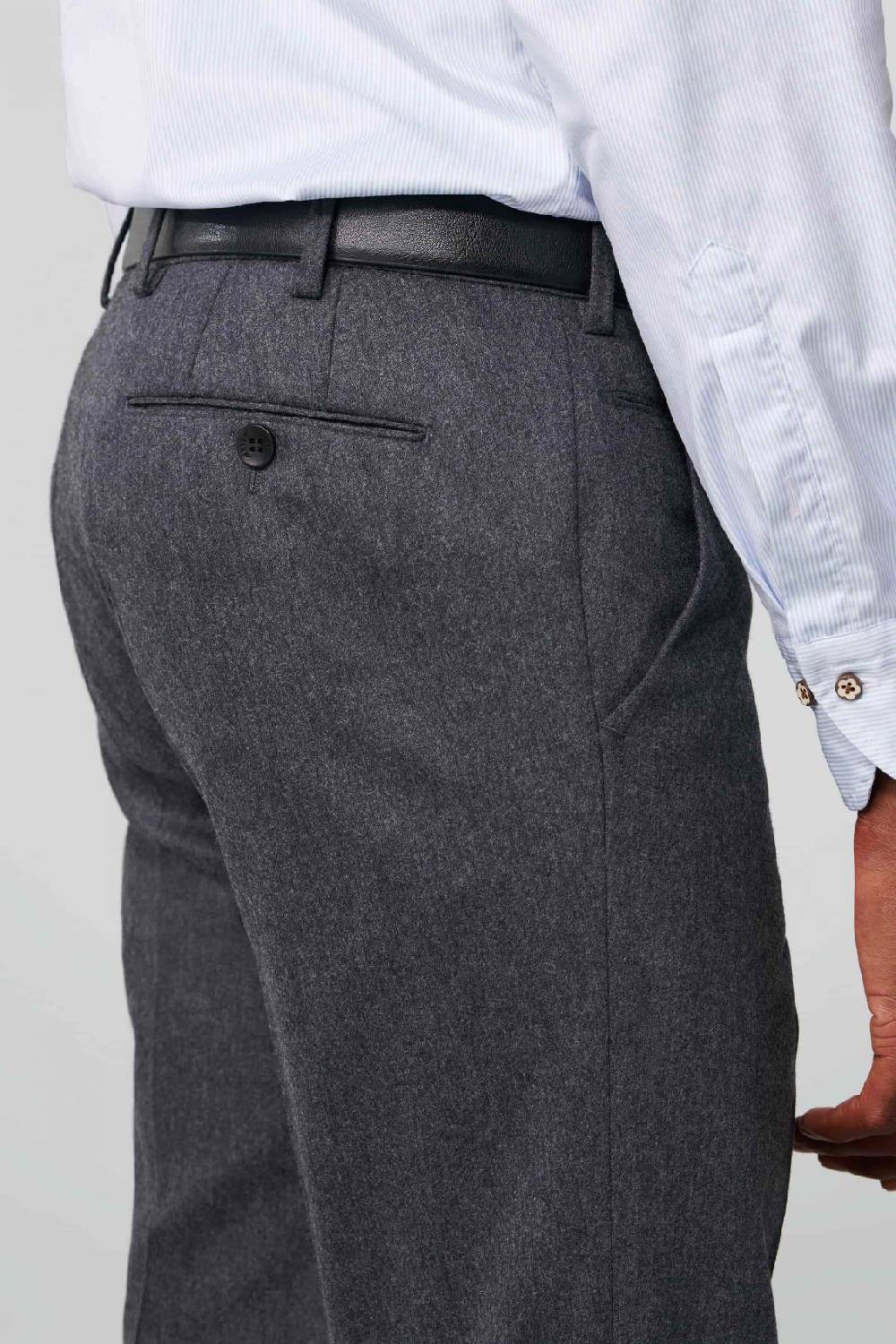 Meyer Pantalone grigio medio meyer in flanella naturalmente caldo antipiega Prezzo Ridotto