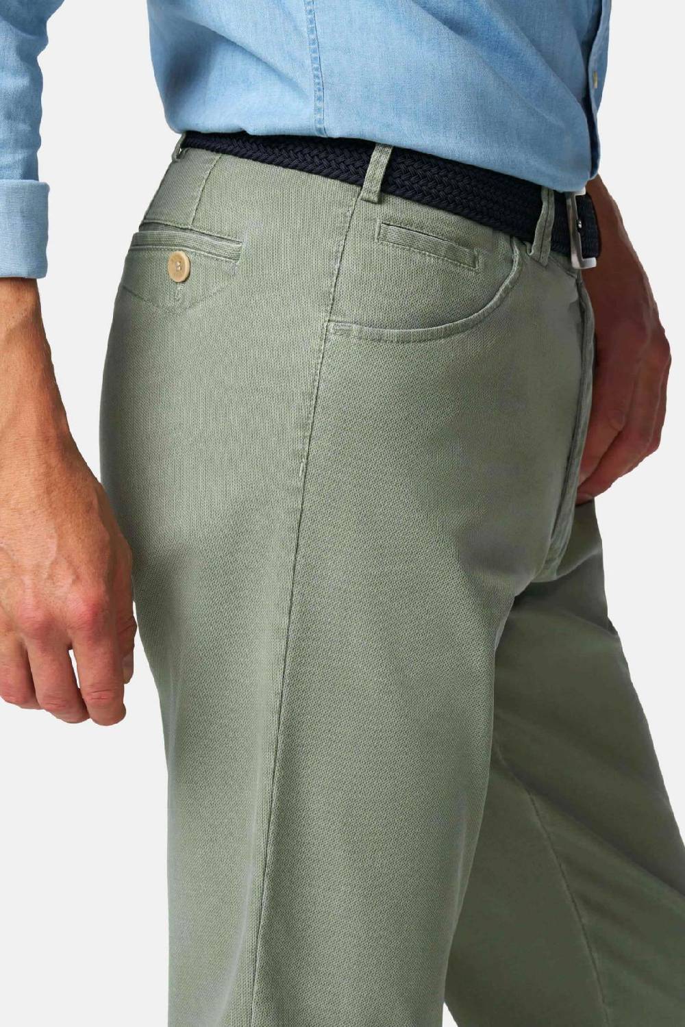 Meyer Pantalone modern fit verde salvia meyer cotone microstruttura stretch Presa