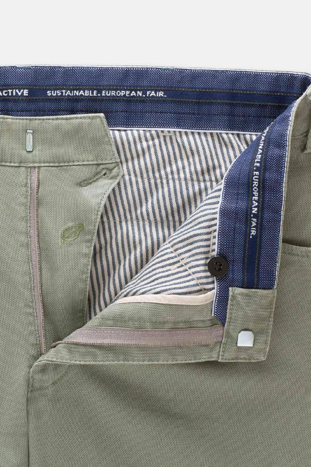 Meyer Pantalone modern fit verde salvia meyer cotone microstruttura stretch Presa