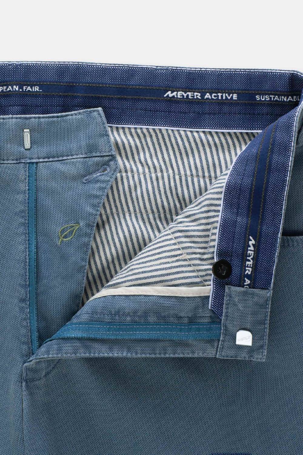 Meyer Pantalone modern fit azzurro meyer cotone microstruttura stretch Economico
