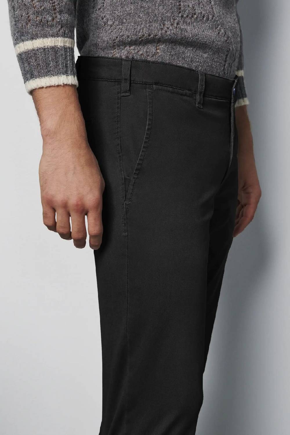 Meyer Pantalone regular fit nero cotone bio stretch m5 by meyer In Vendita