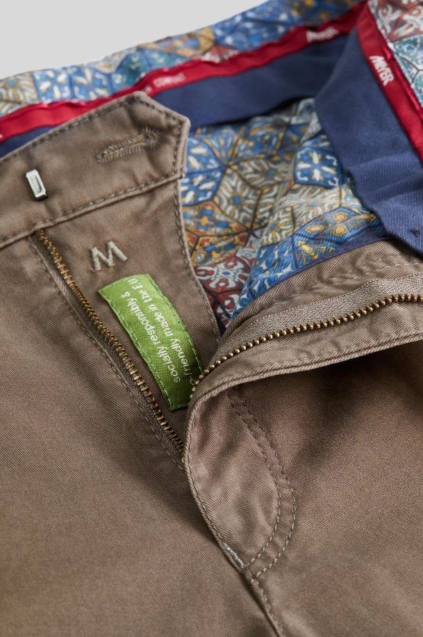 Meyer Pantalone color pietra meyer in cotone stretch drop quattro comfort fit Saldi Di Fabbrica