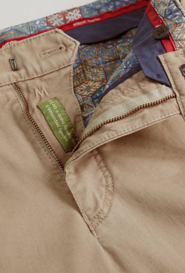 Meyer Pantalone beige meyer in cotone stretch drop quattro comfort fit Nuova