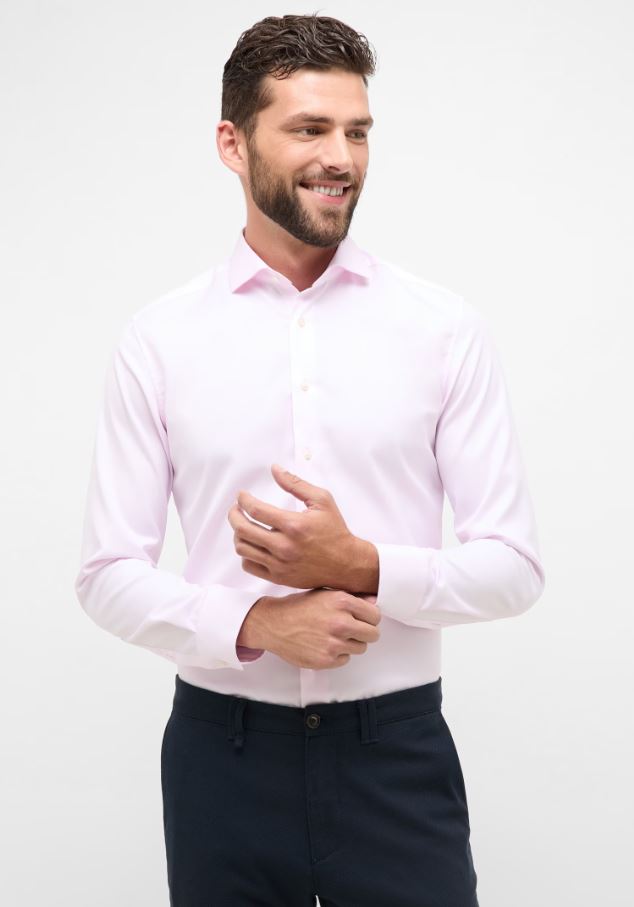 Eterna Camicia rosa eterna slim fit collo francese cotone cover Promozione