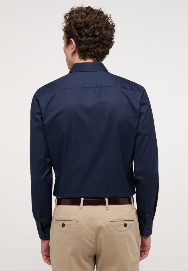Eterna Camicia blu scuro eterna slim fit collo francese cotone cover Pezzi Unici