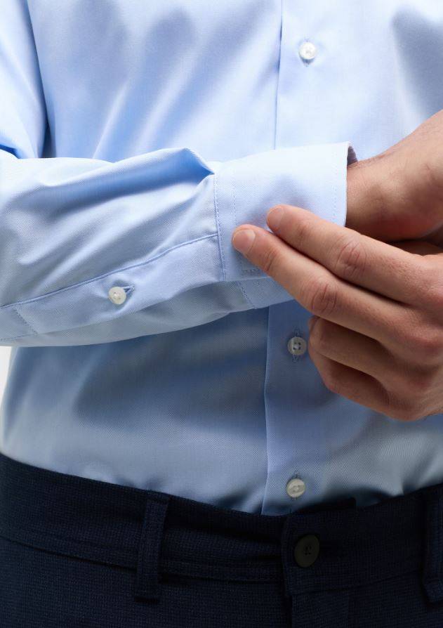 Eterna Camicia celeste eterna slim fit collo francese cotone cover Soddisfazione Garantita