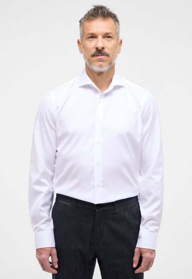 Eterna Camicia bianca eterna slim fit collo francese cotone cover Acquista Ora