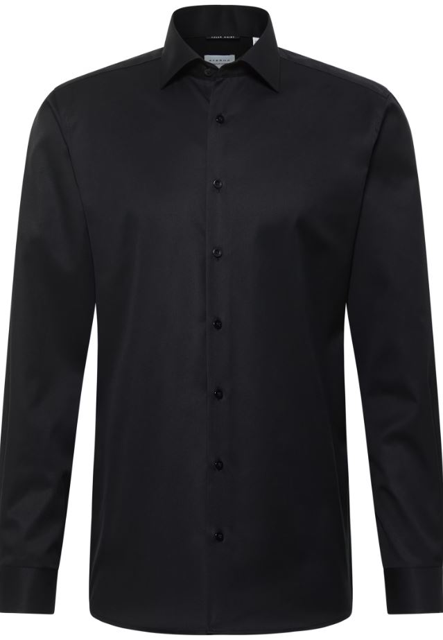 Eterna Camicia nera eterna modern fit collo classico italiano Promozione Limitata