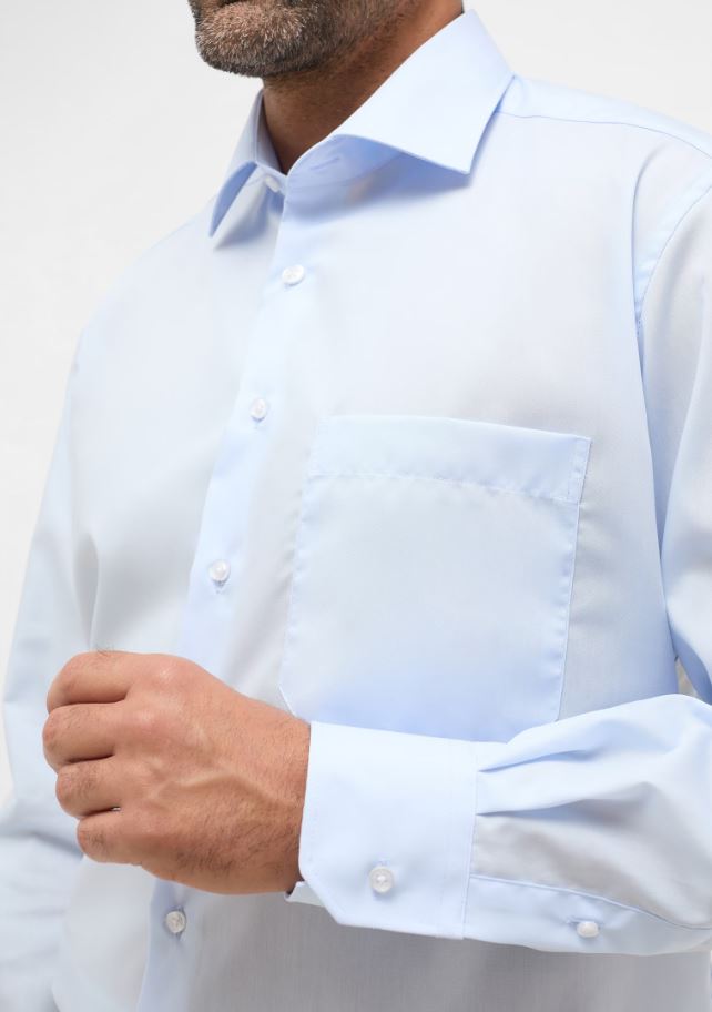Eterna Camicia celeste eterna comfort fit in popeline no stiro Novità