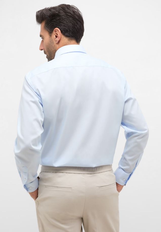 Eterna Camicia celeste eterna comfort fit in popeline no stiro Novità