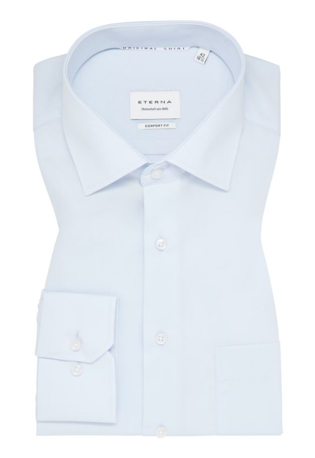 Eterna Camicia celeste eterna comfort fit in popeline no stiro Novità