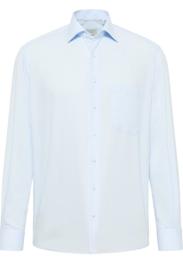 Eterna Camicia celeste eterna comfort fit in popeline no stiro Novità