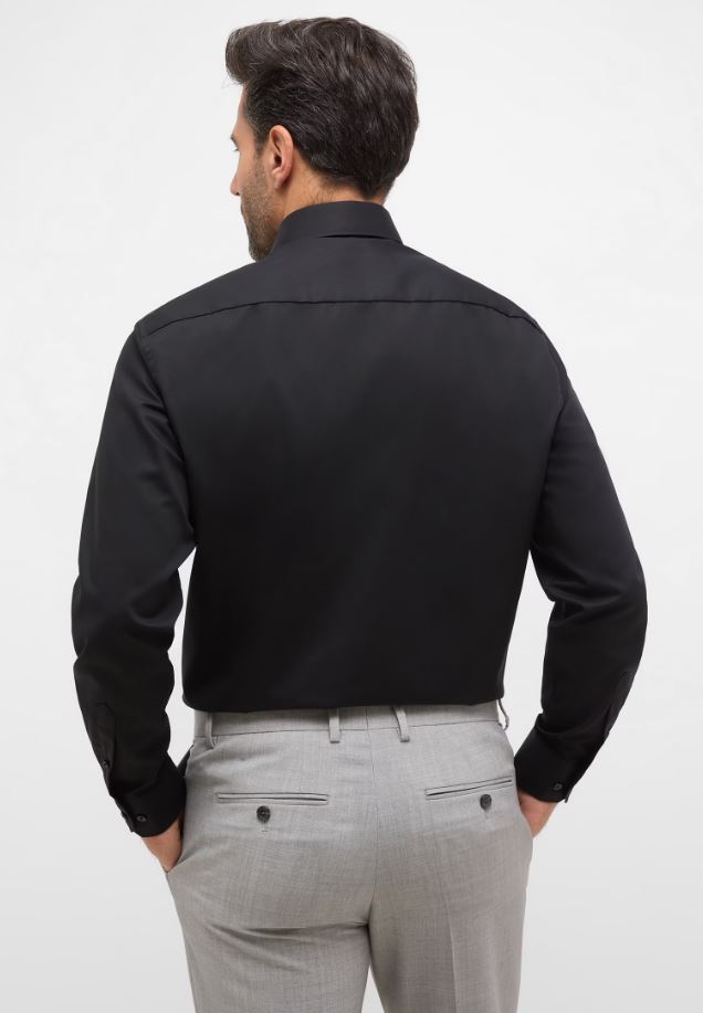 Eterna Camicia nera eterna comfort fit in popeline no stiro Presa