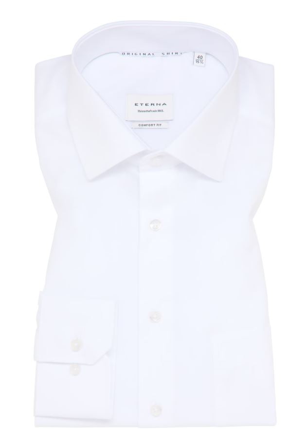 Eterna Camicia bianca eterna comfort fit in popeline no stiro Sconto