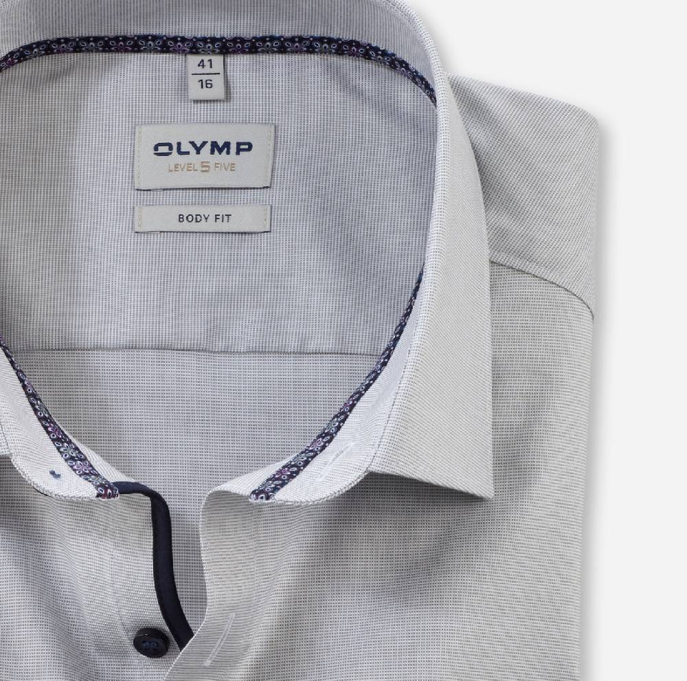 Olymp Camicia olymp level five grigio mastice slim fit cotone stretch Economico