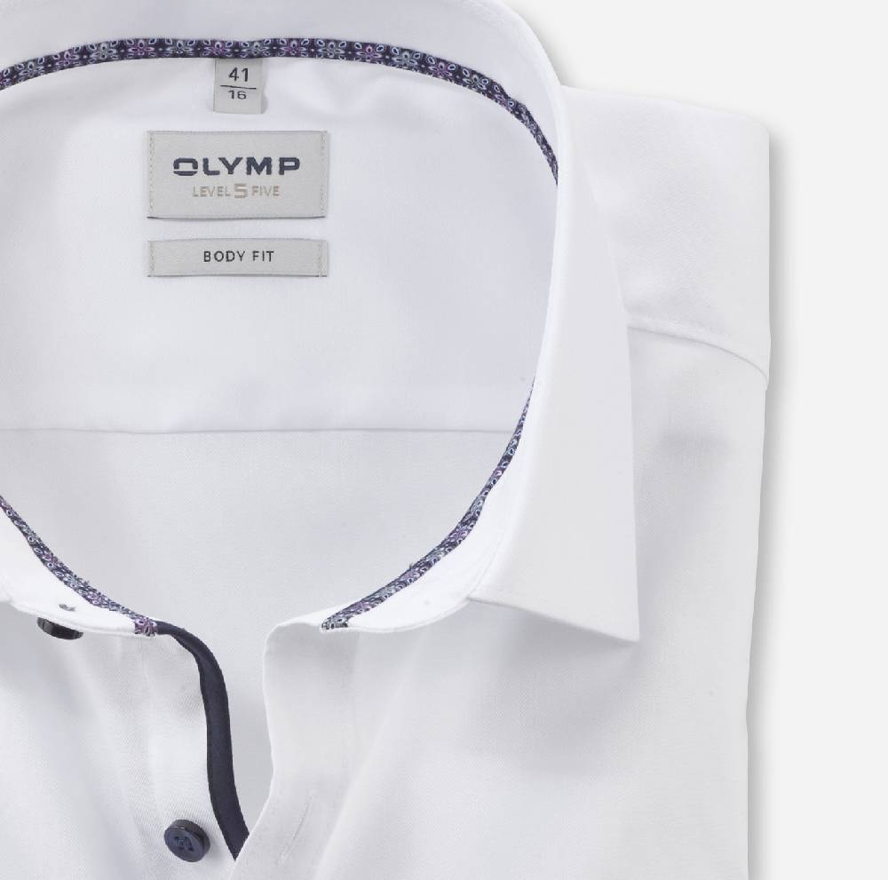 Olymp Camicia olymp level five bianca slim fit cotone stretch Outlet