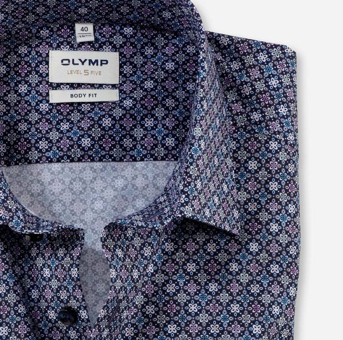 Olymp Camicia olymp slim fit blu cotone stretch stampato In Vendita
