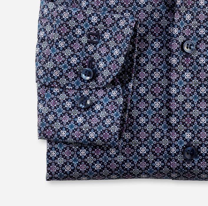 Olymp Camicia olymp slim fit blu cotone stretch stampato In Vendita