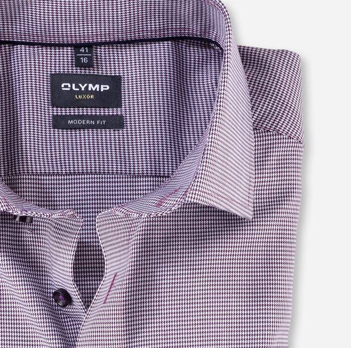 Olymp Camicia olymp a quadrettini prugna modern fit con taschino Offerte